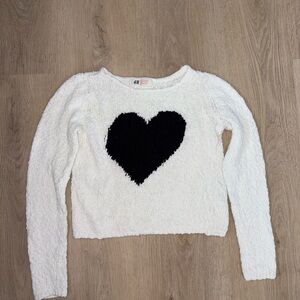 H&M White Sweater with Black Heart